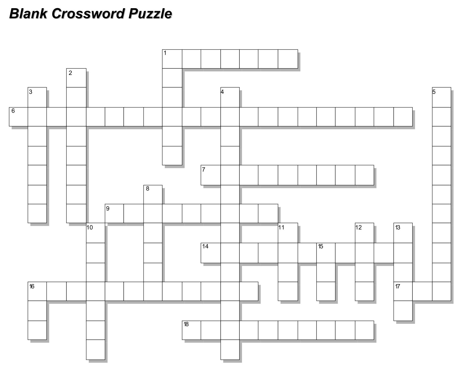 Blank Crossword Templates Free Printable