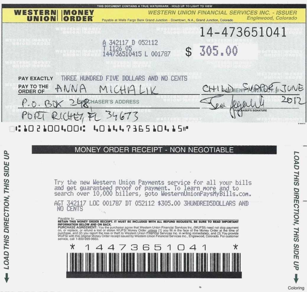 Blank Money Order Western Union Worksheets Library