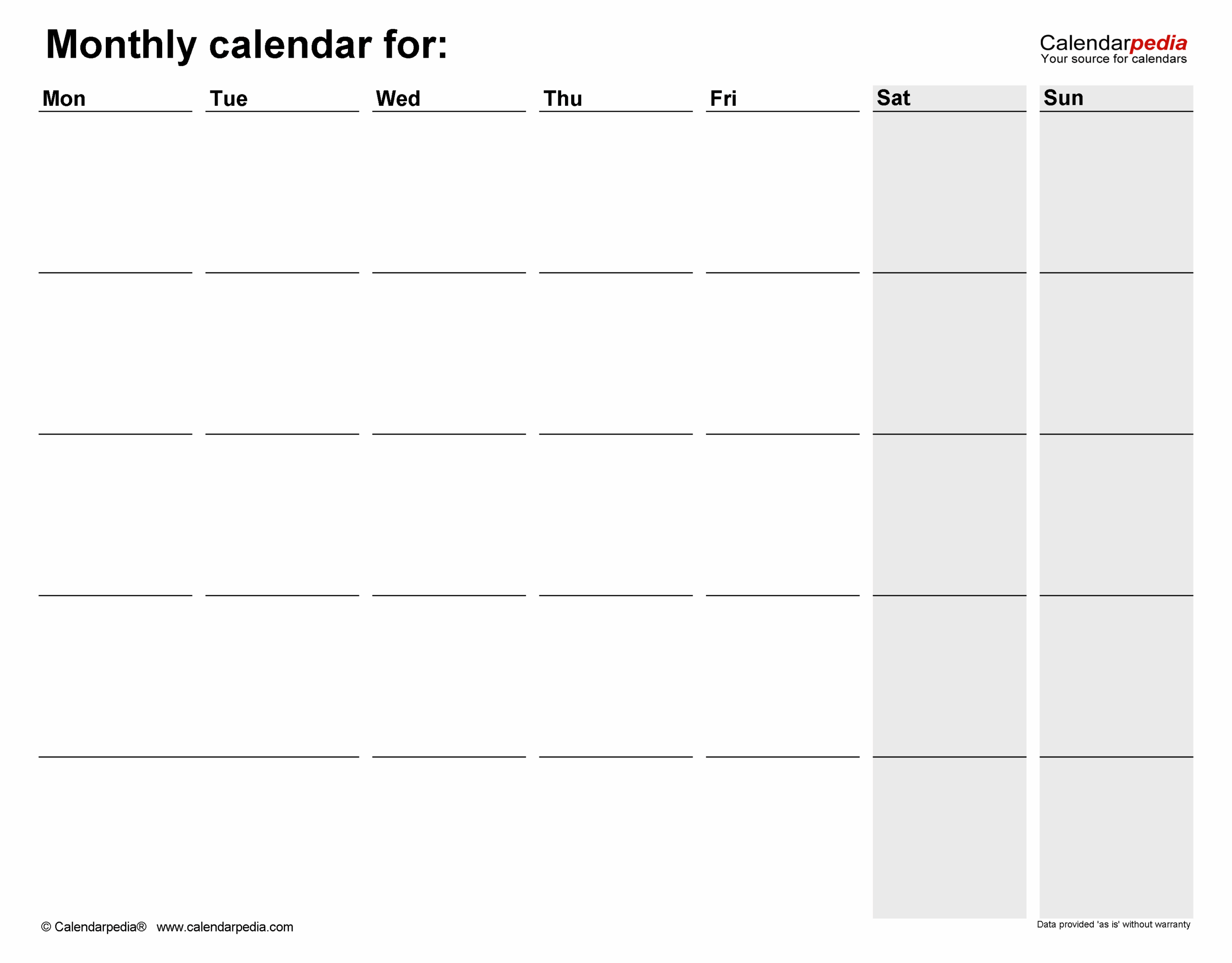Blank Monthly Calendars In PDF Format 22 Templates