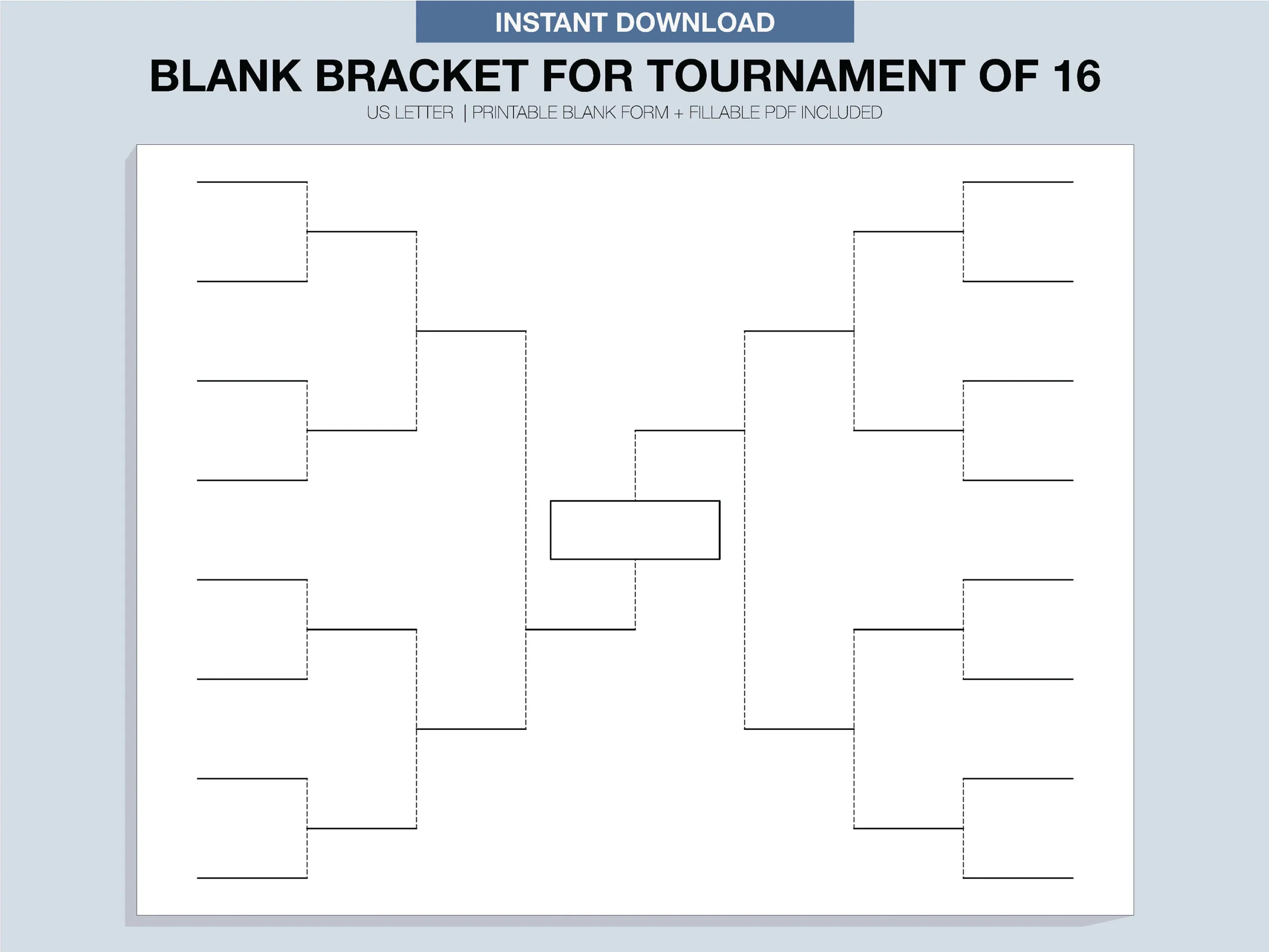 Blank Tournament Bracket Printable Fillable PDF Single 