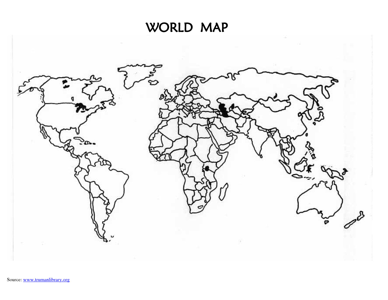 Blank World Map Printable Worksheet