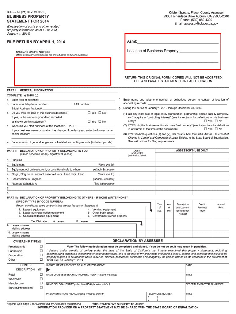 Form 571 L Fillable Form California