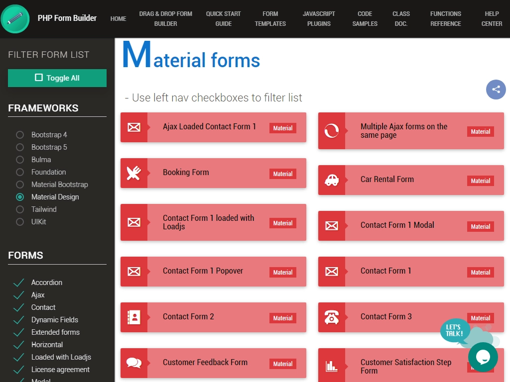Quick Form Builder Templates