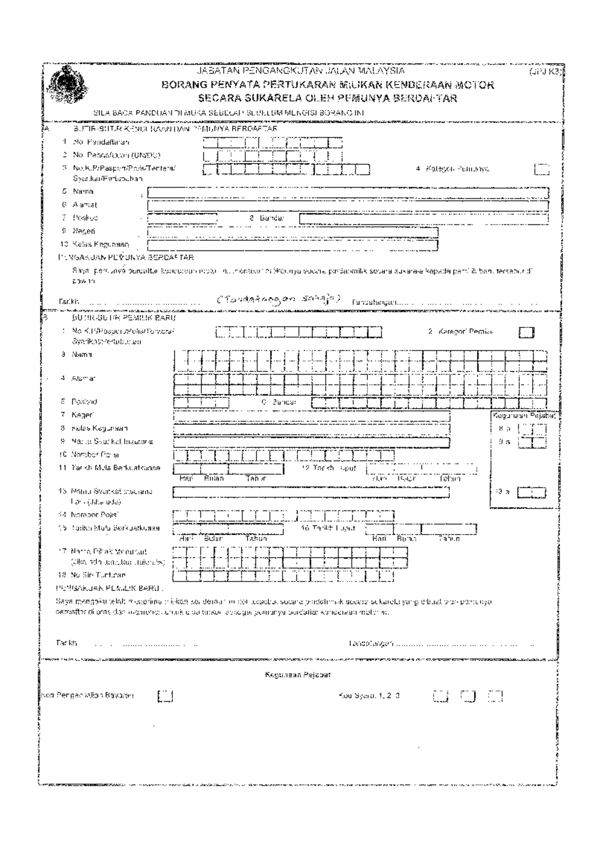 Borang JPJ K3 Reference Guide And Important Information Studocu
