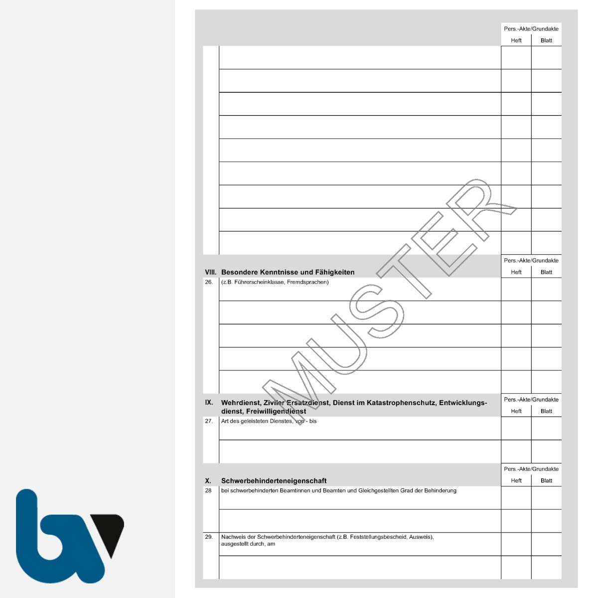 Borgard Verlag Shop Personalbogen F r Beamte Rheinland Pfalz