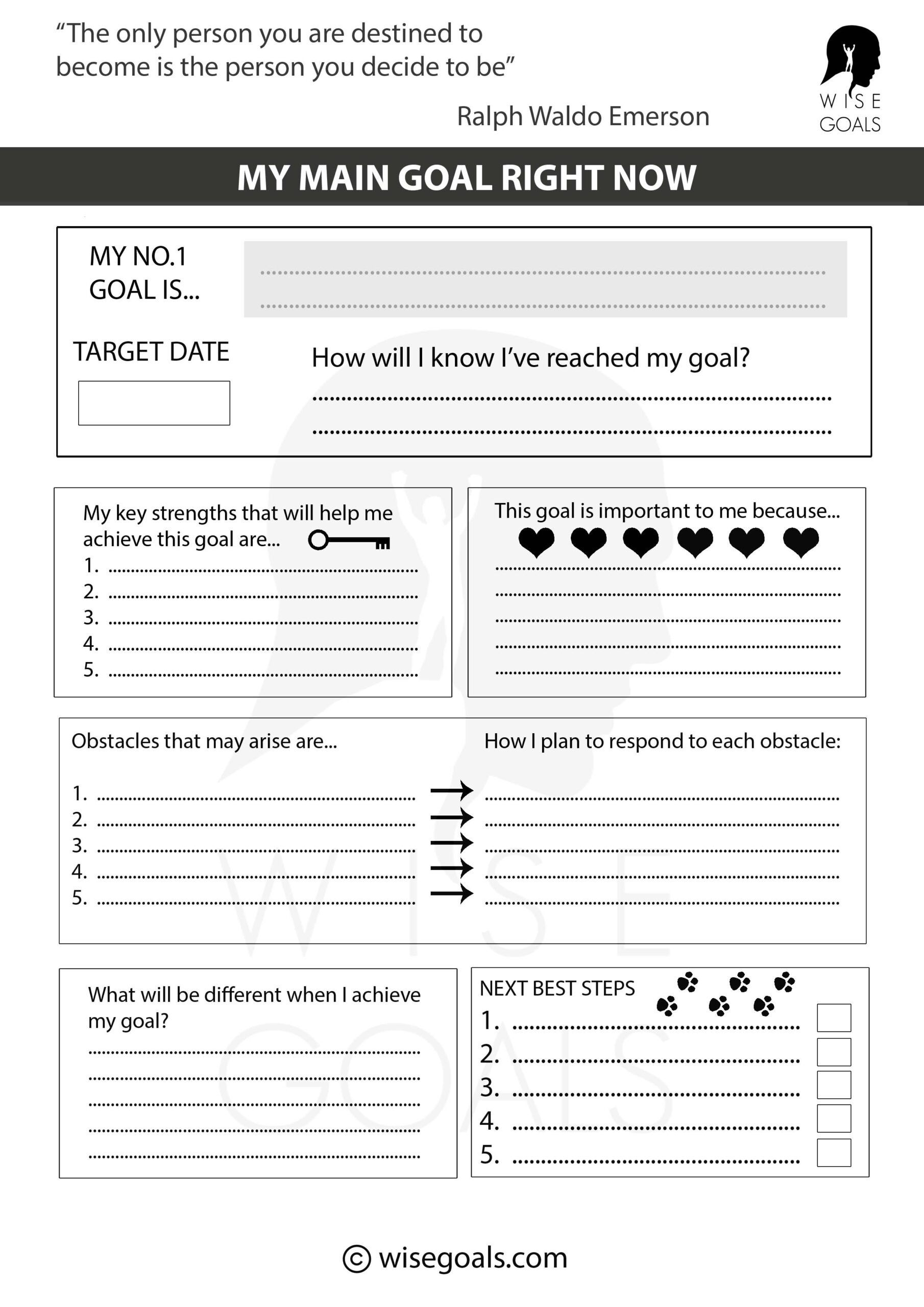 Goals Printable Worksheet