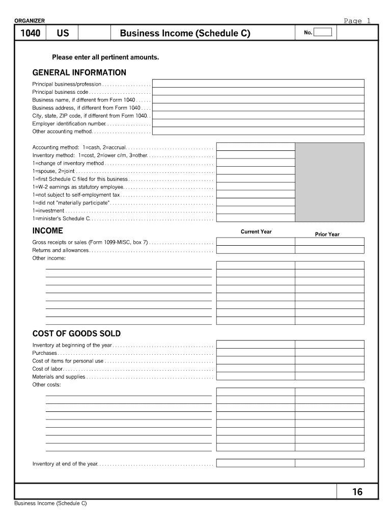 Business Income Schedule C Form Fill Online Printable Fillable 
