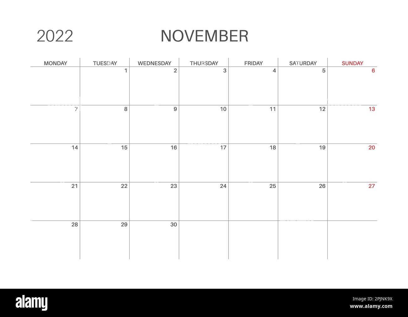 November Printable Calendar Minimalist