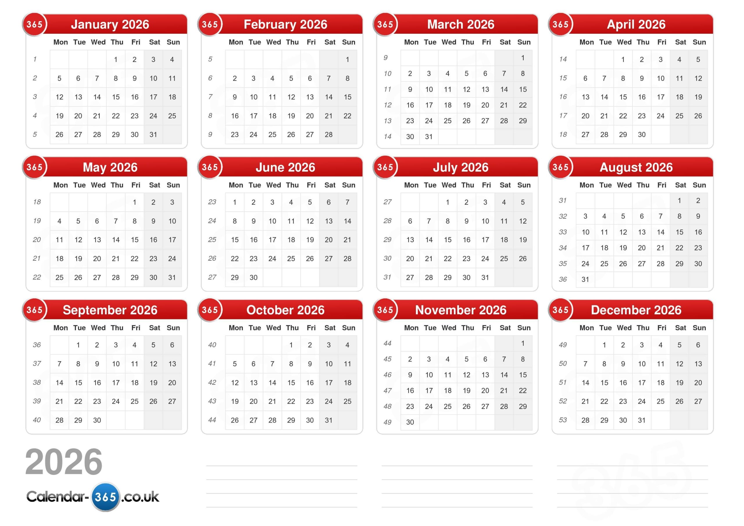 Calendar 2026