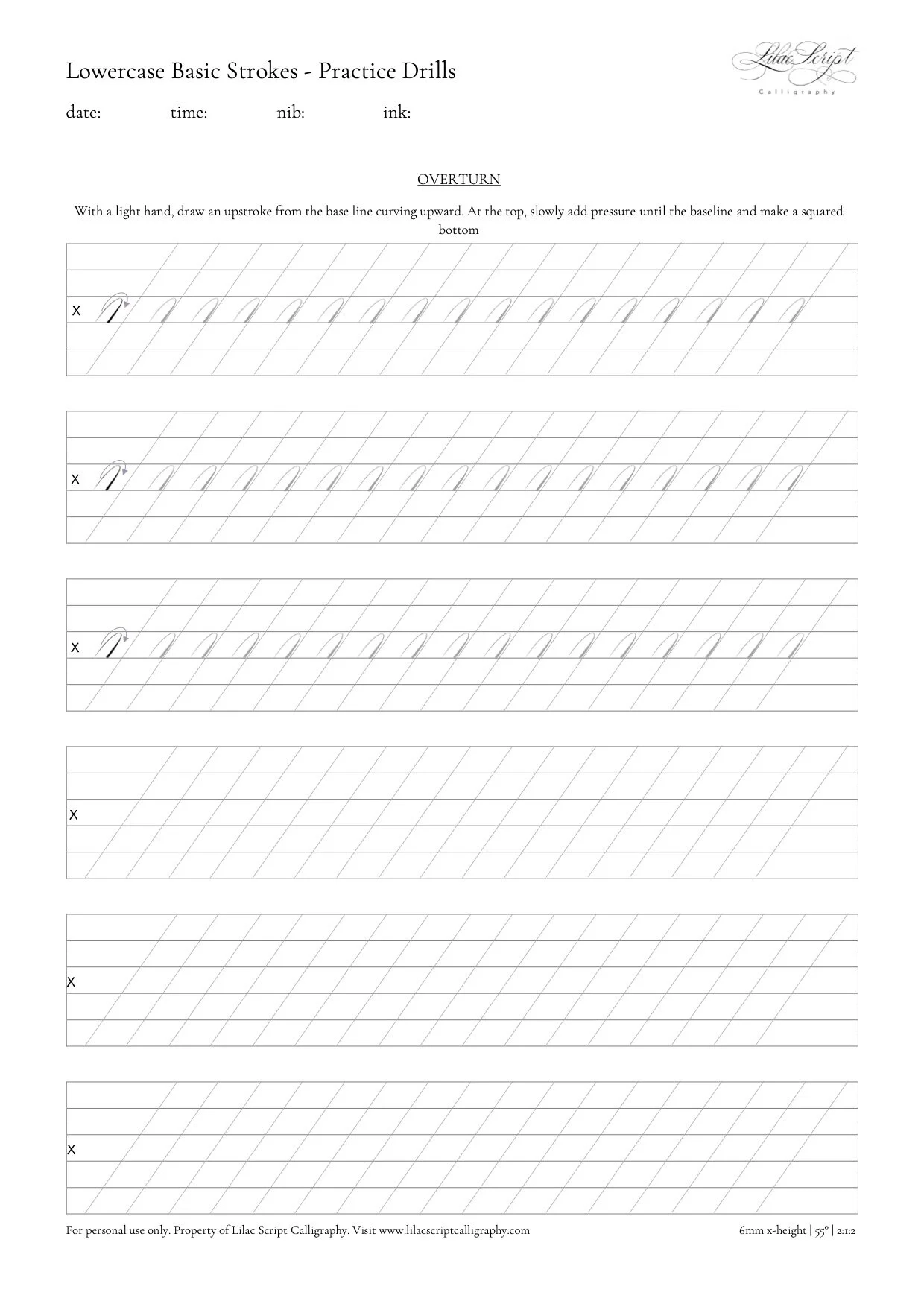 Printable Calligraphy Guide Sheets