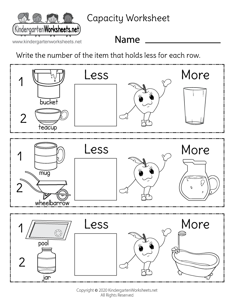 Capacity Worksheet Free Printable Digital amp PDF