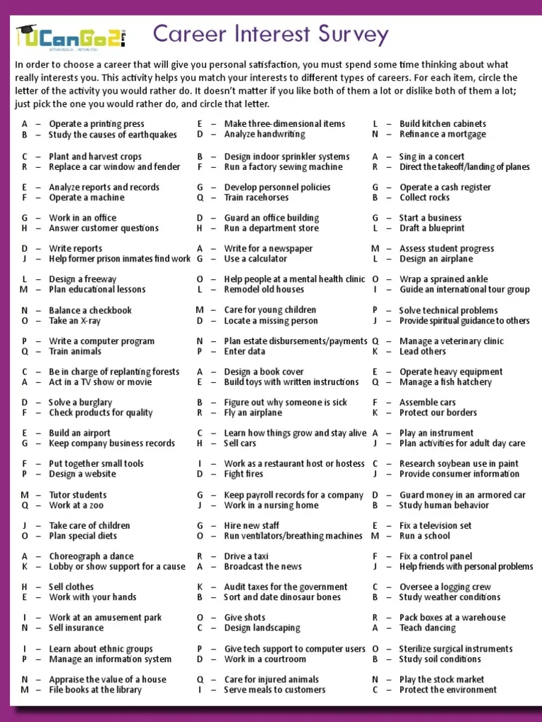 Career Interest Survey PDF PDF