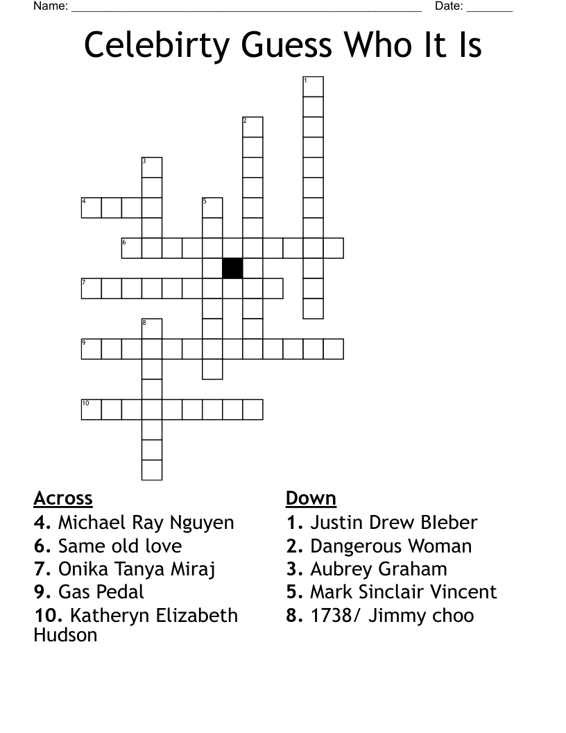 Pic A Choo Crossword Puzzles Printable