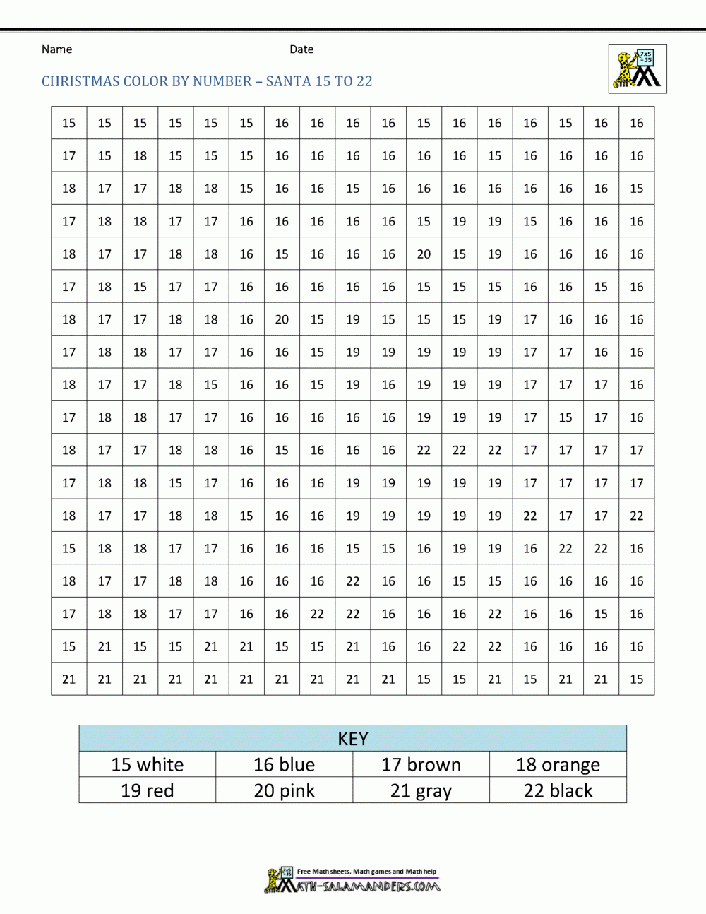 Christmas Color By Number Sheets For Kids