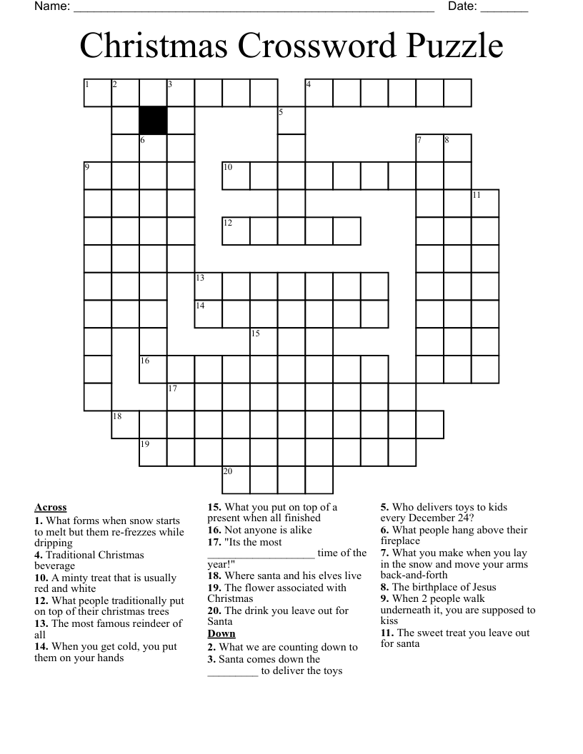Printable Crossword Puzzles Christmas