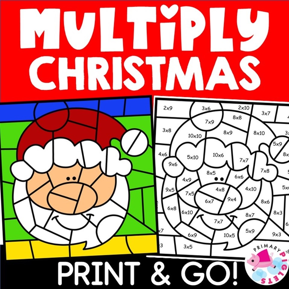 CHRISTMAS MULTIPLICATION COLOR BY NUMBER CODE WORKSHEETS Made By 