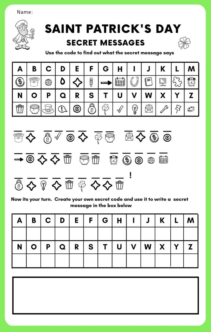 Secret Codes For Kids Printable Free