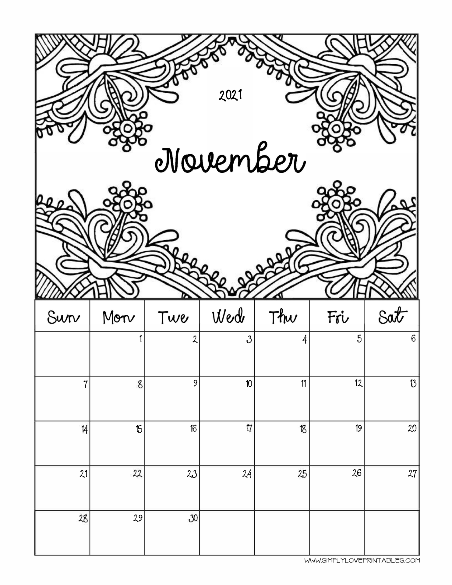 Coloring Calendar For Adults Archives Simply Love Printables