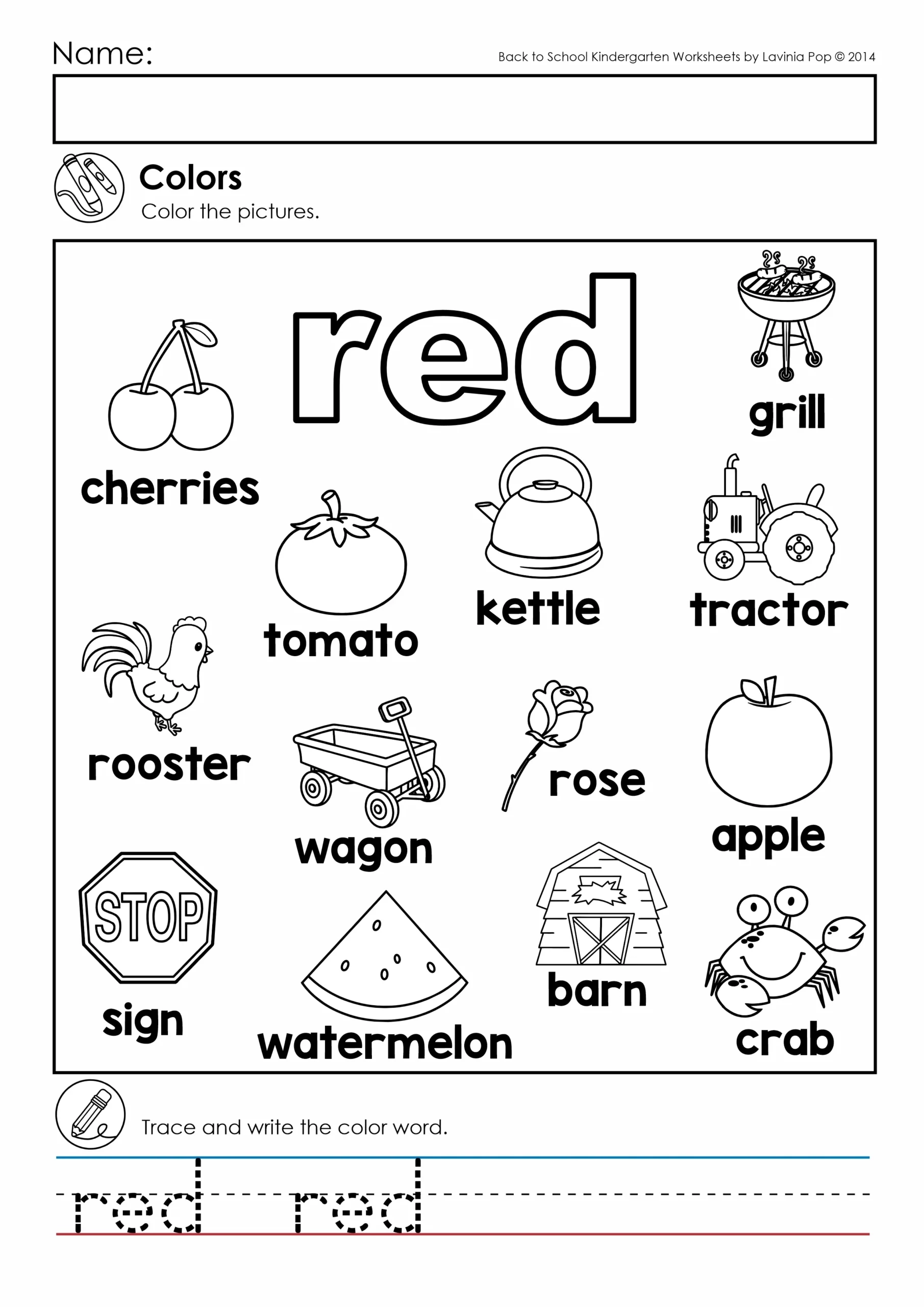 Kindergarten Worksheets Printable Coloring