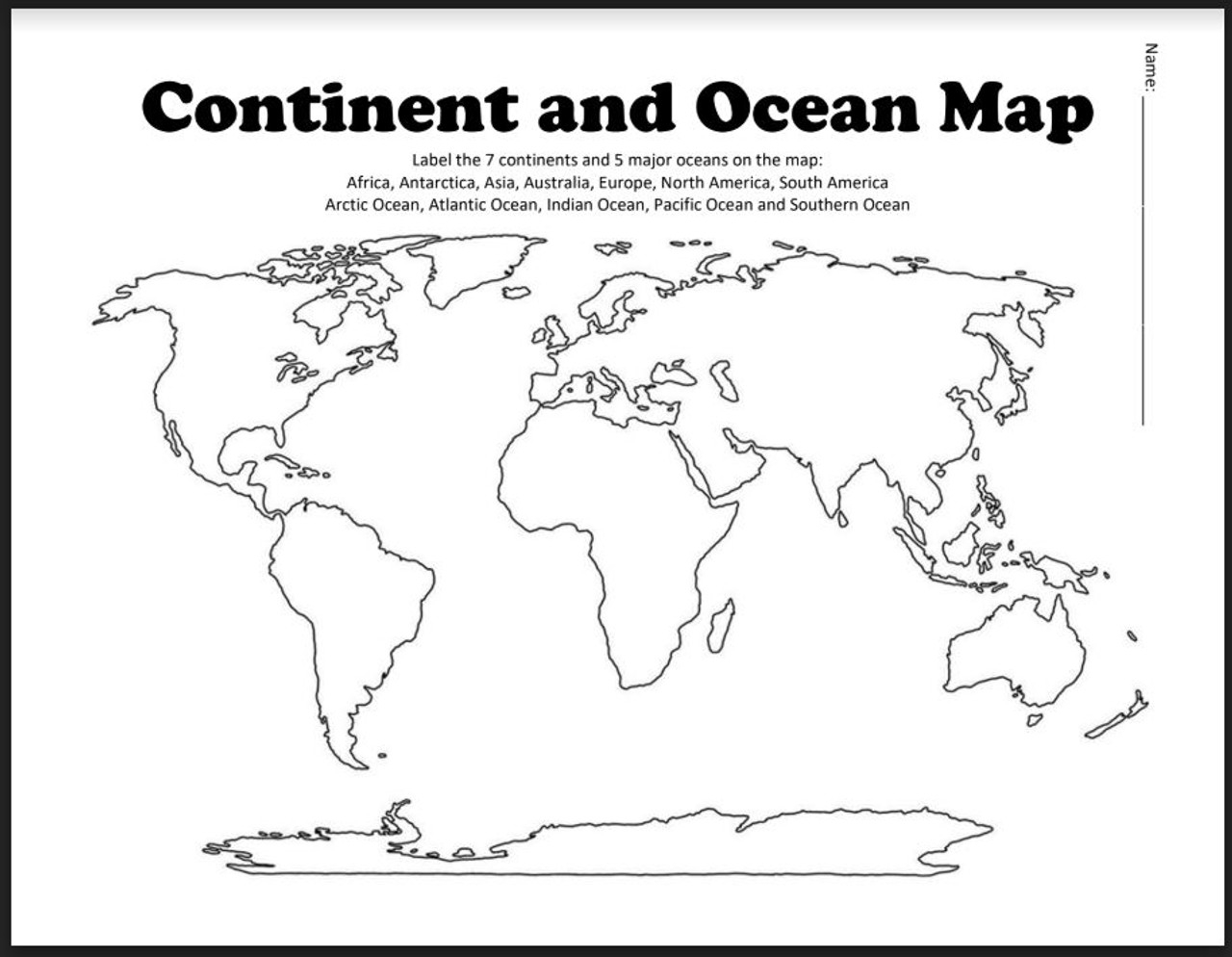 Free Printable Worksheets On Continents And Oceans