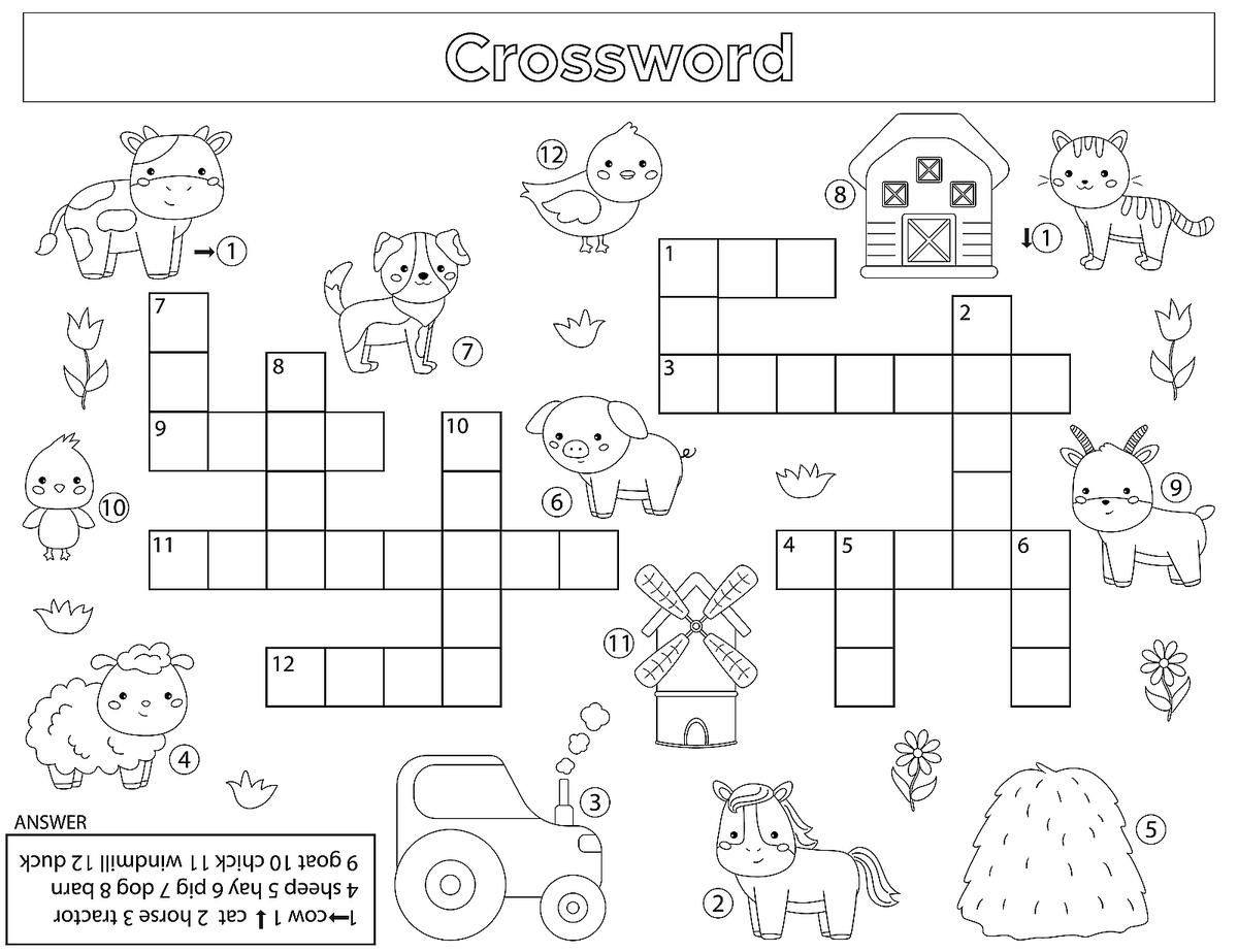 Printable Crossword Puzzles For 1st Graders