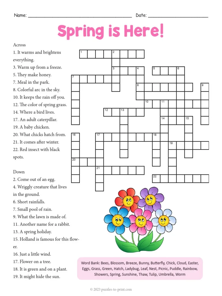 Printable Crossword Puzzles For Kids Age 9