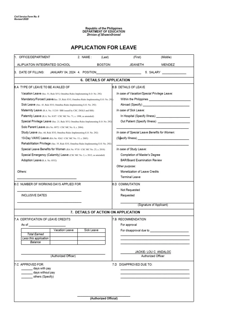 Revised Form 6 Deped