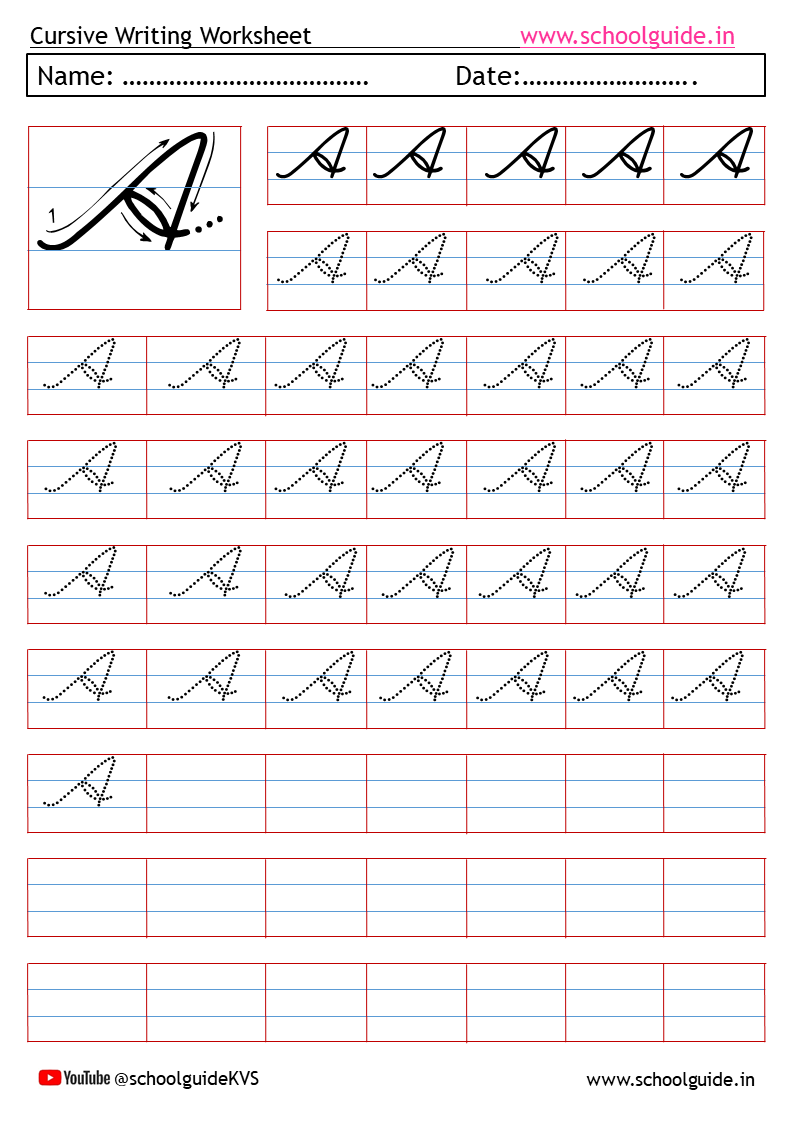 Cursive Printable Worksheets For Kids