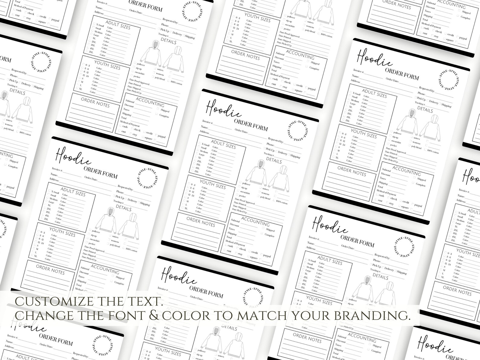 Custom Hoodoe Sweatshirt Order Form Template Free Printable
