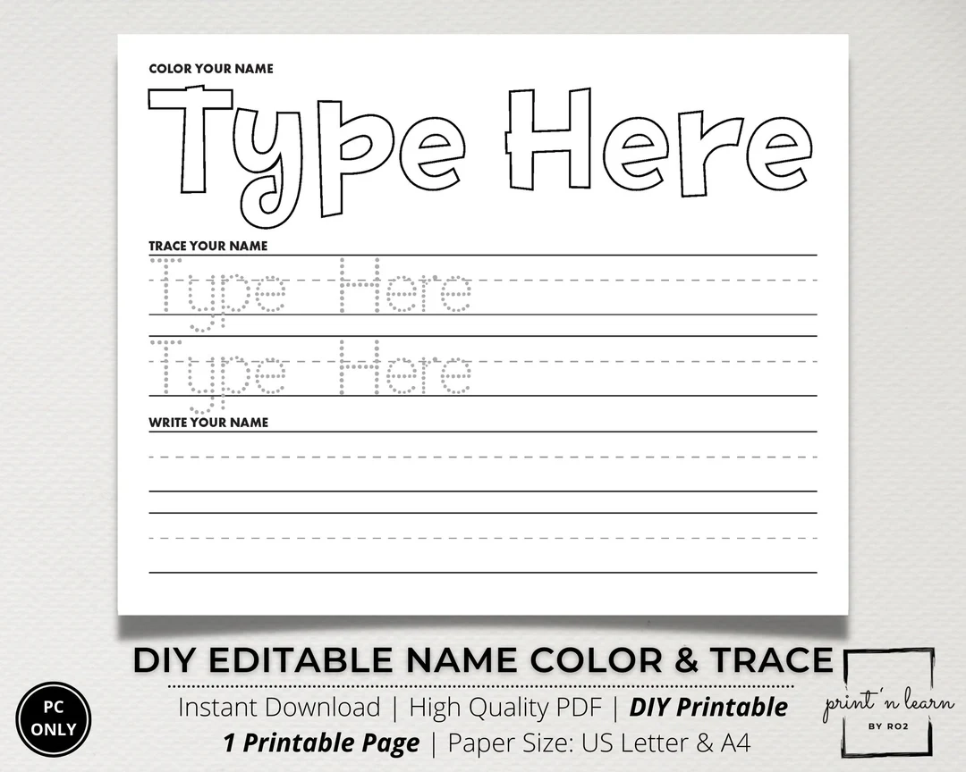 Trace Your Name Worksheets Printables