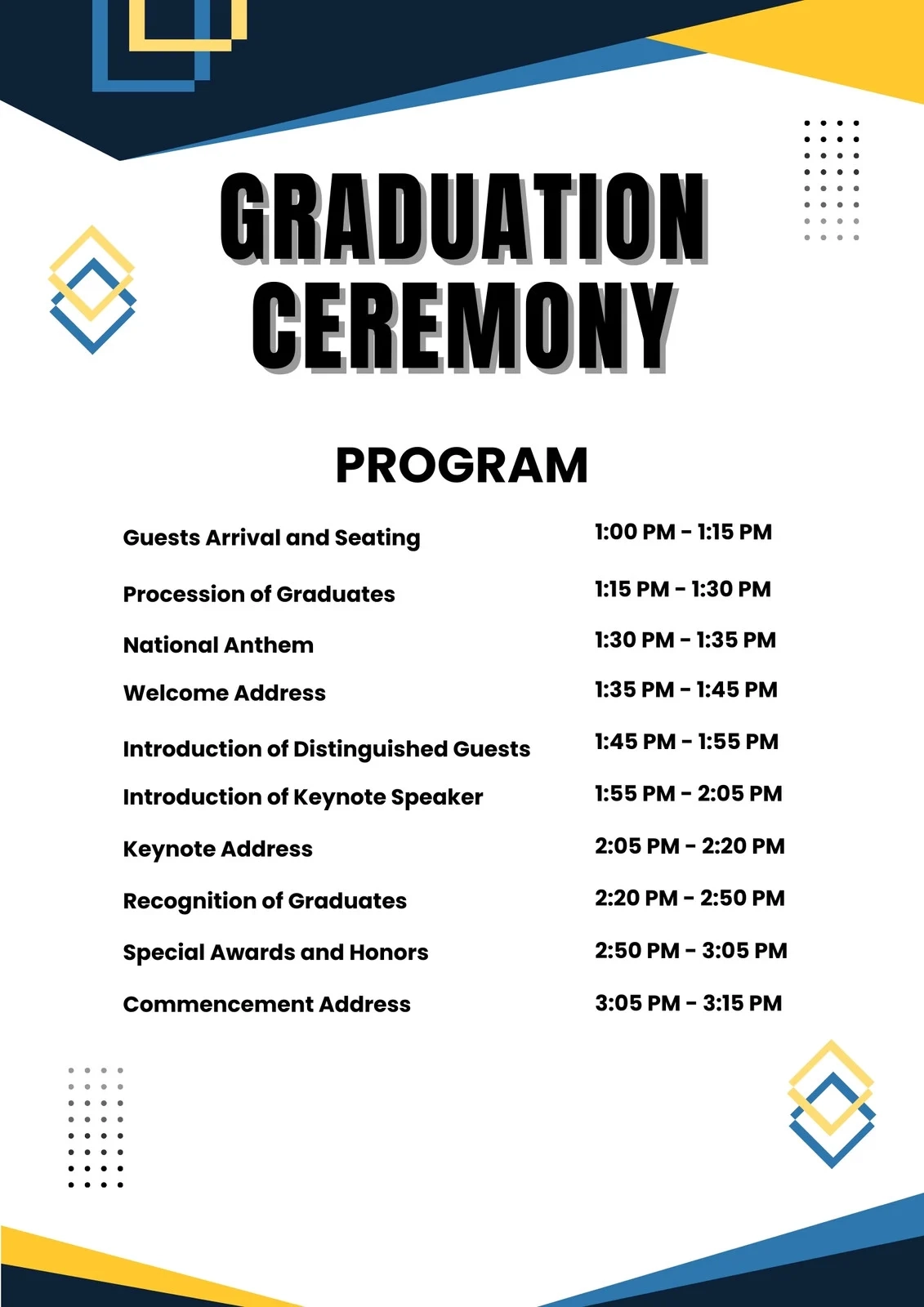 Printable Graduation Program Template