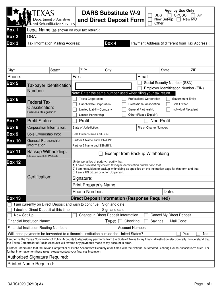 W 9 Form Texas