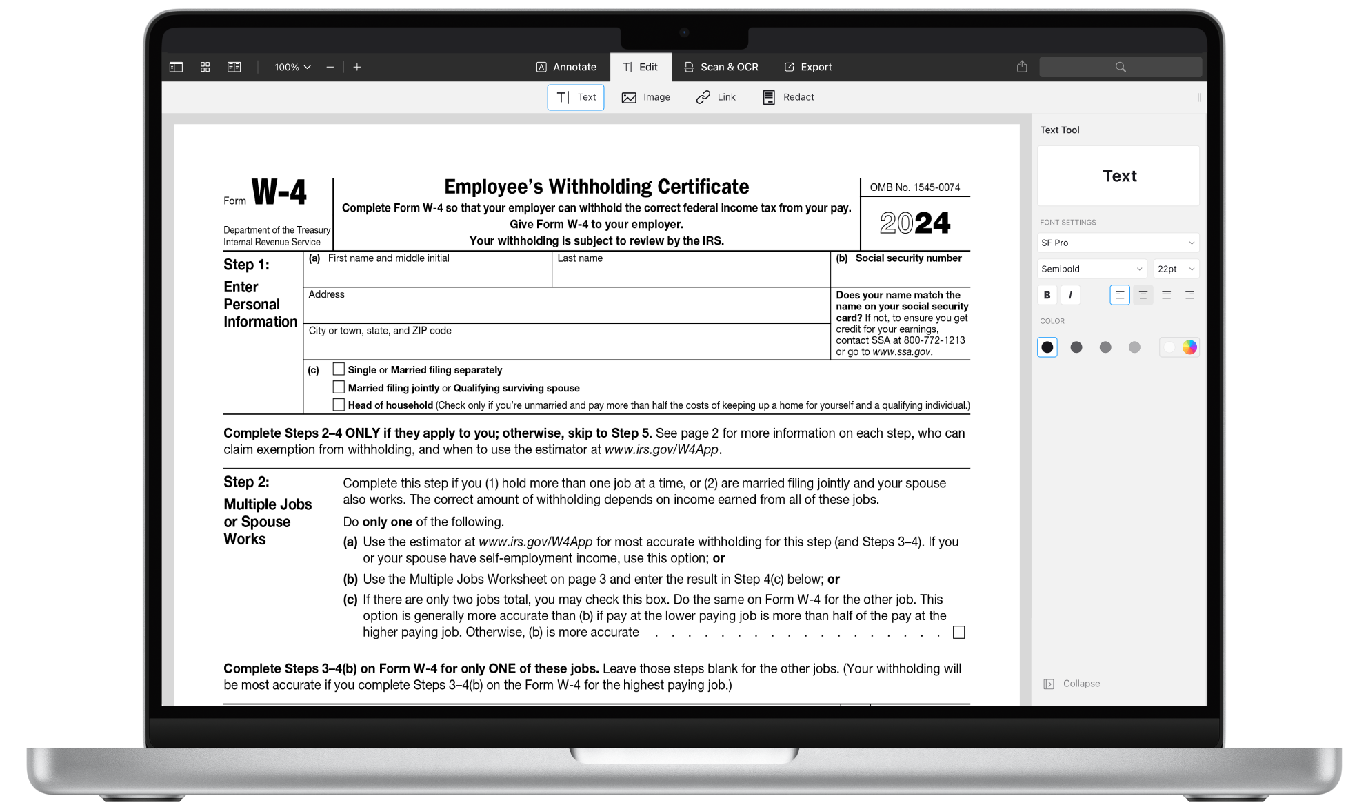 Printable W4 Form 2024 Pdf