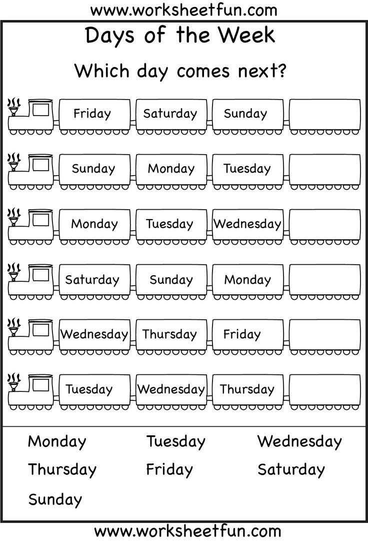 Days Of The Week Worksheets Printable