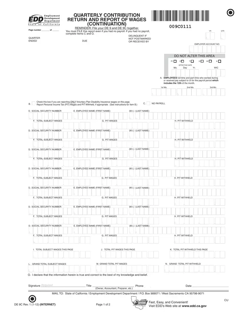 De 9C Form Fill Out Printable PDF Forms Online