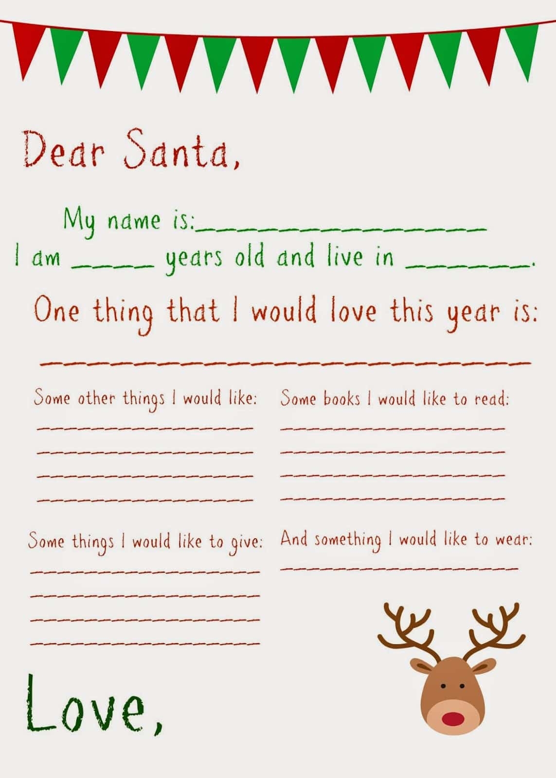 Free Printable Template For Santa Letter