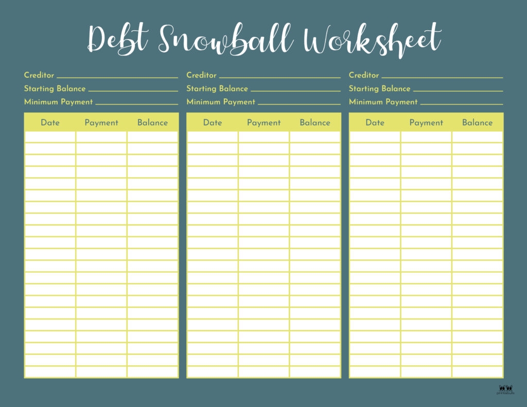 Free Printable Debt Snowball Worksheet Pdf