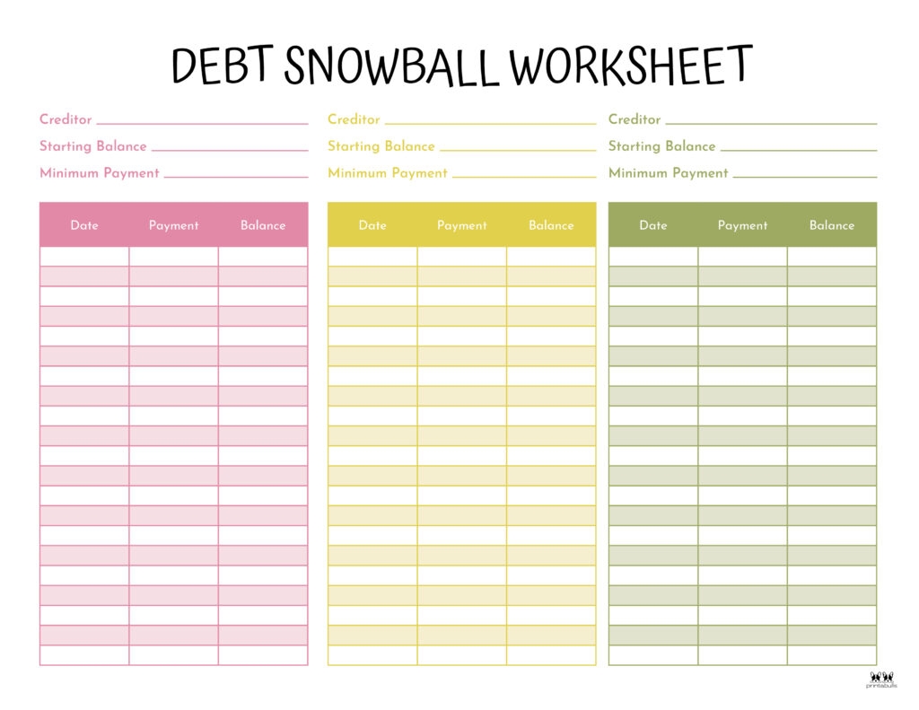 Debt Trackers amp Debt Snowball Worksheets 35 Pages Printabulls