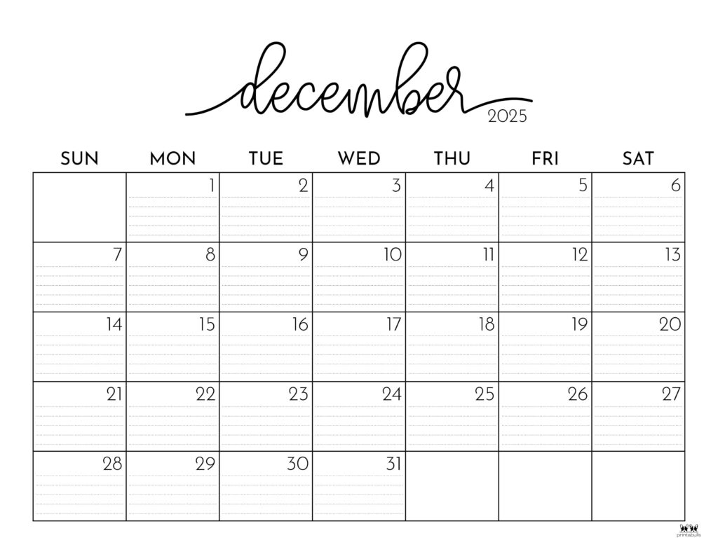 2025 Printable Calendar By Month With Lines
