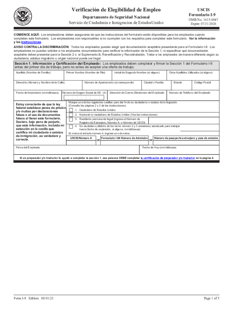 Spanish I9 Form 2025
