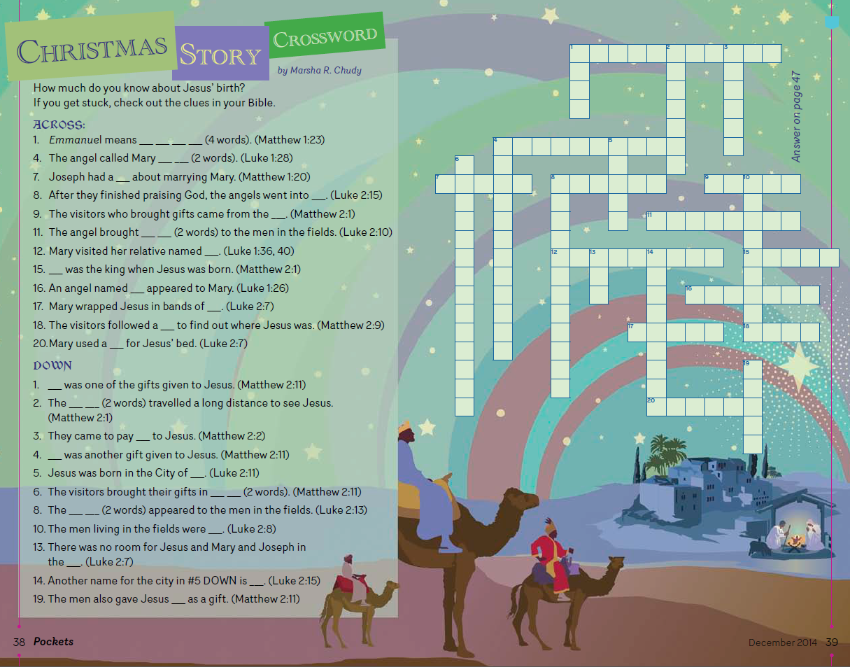 Sunday School Christmas Crossword Puzzles Printable