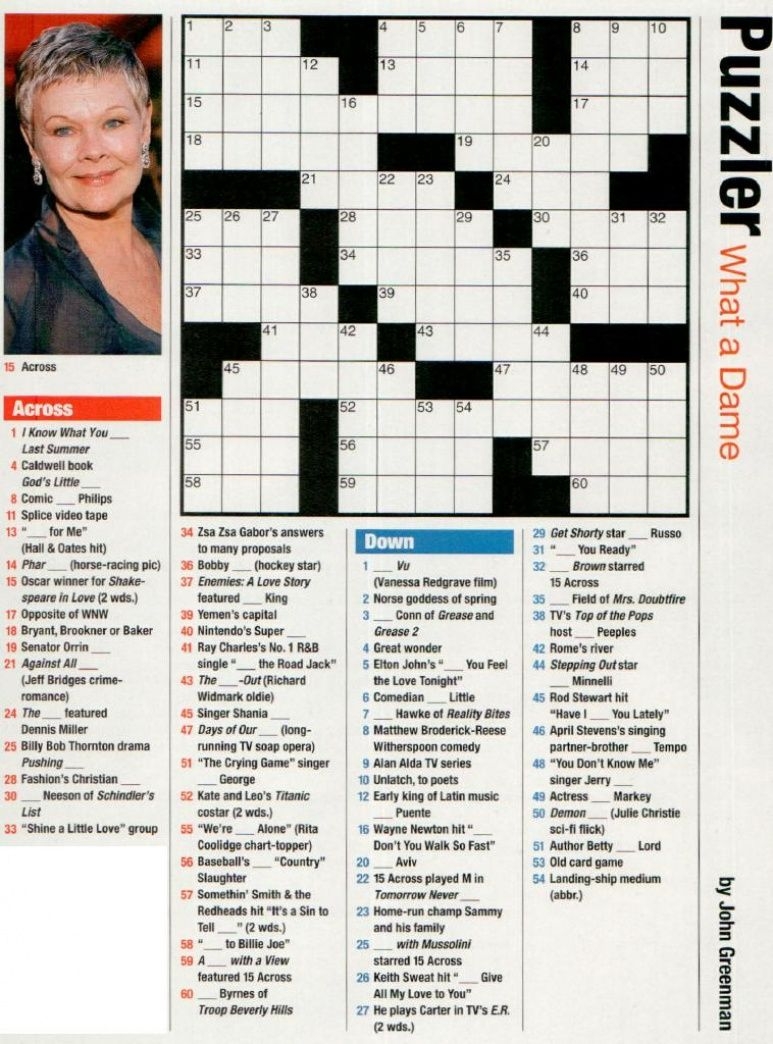 Printable People Crossword Puzzles