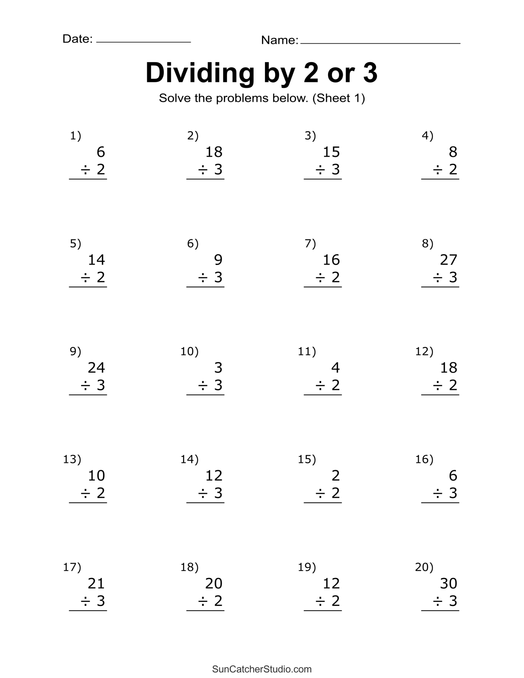 Printable Division Worksheets For Grade 2