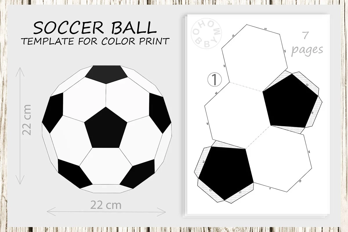 DIY Paper Soccer Ball For Color Print 3D Papercraft PDF Inspire 