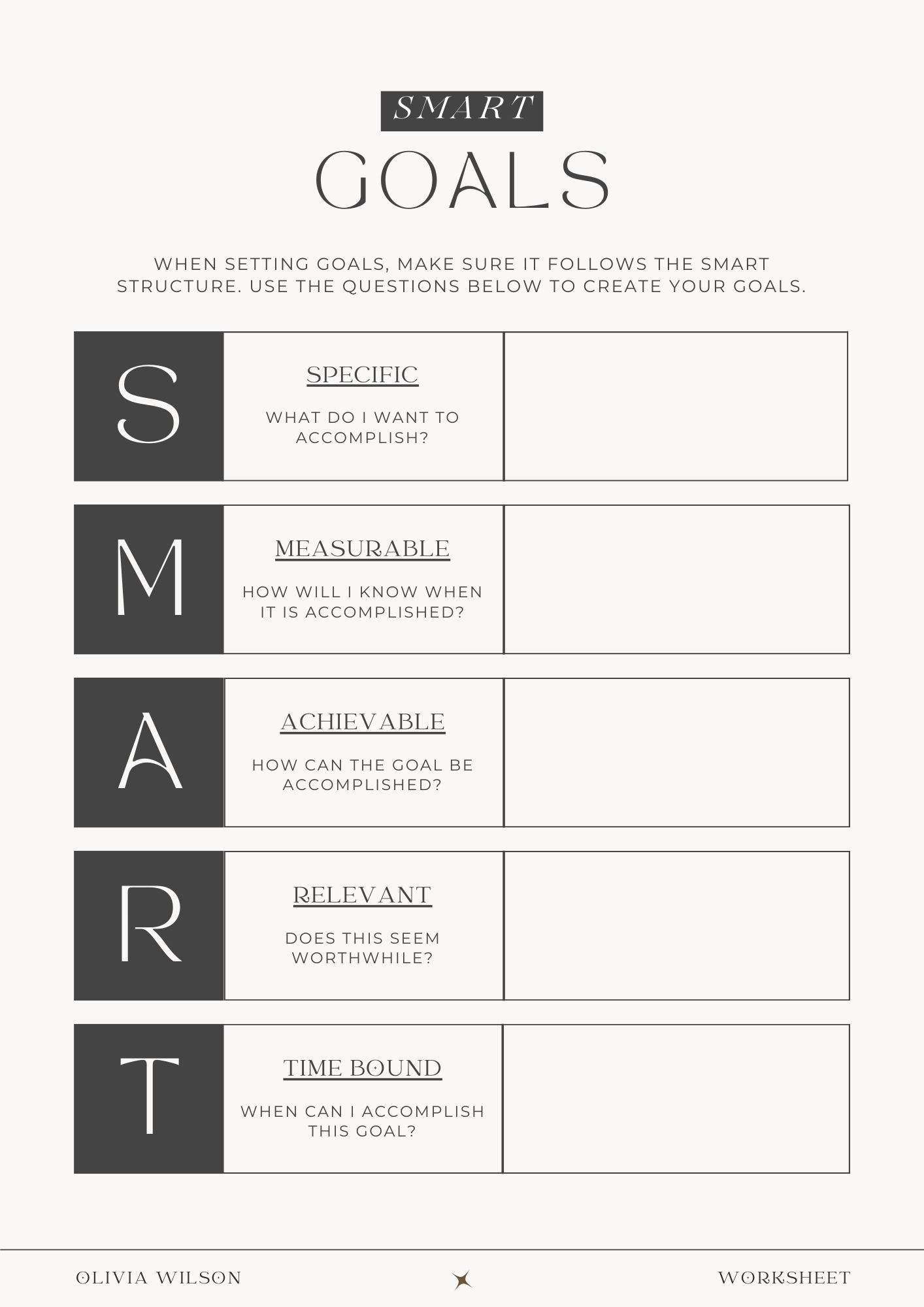 Smart Goals Printable Worksheet Word