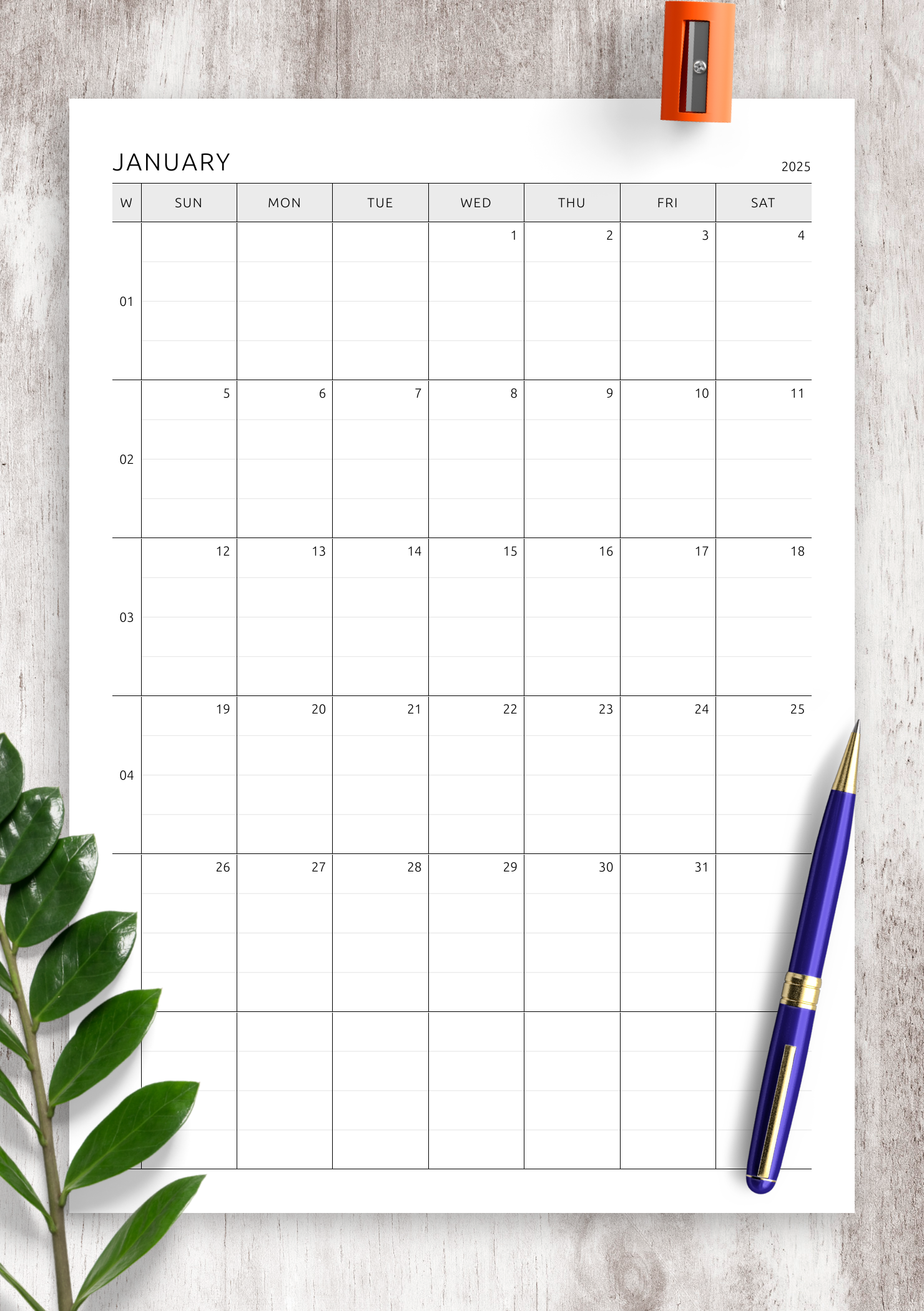 Blank Printable Calendar With Lines