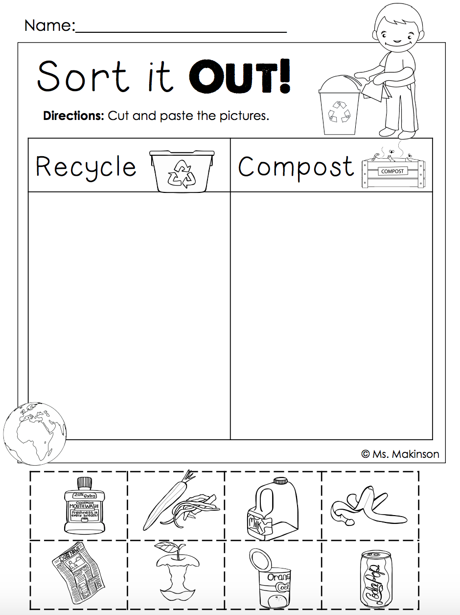 Free Printable Recycling Worksheets For Kids