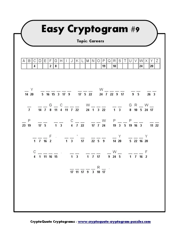 Free Printable Cryptogram Puzzles Printable