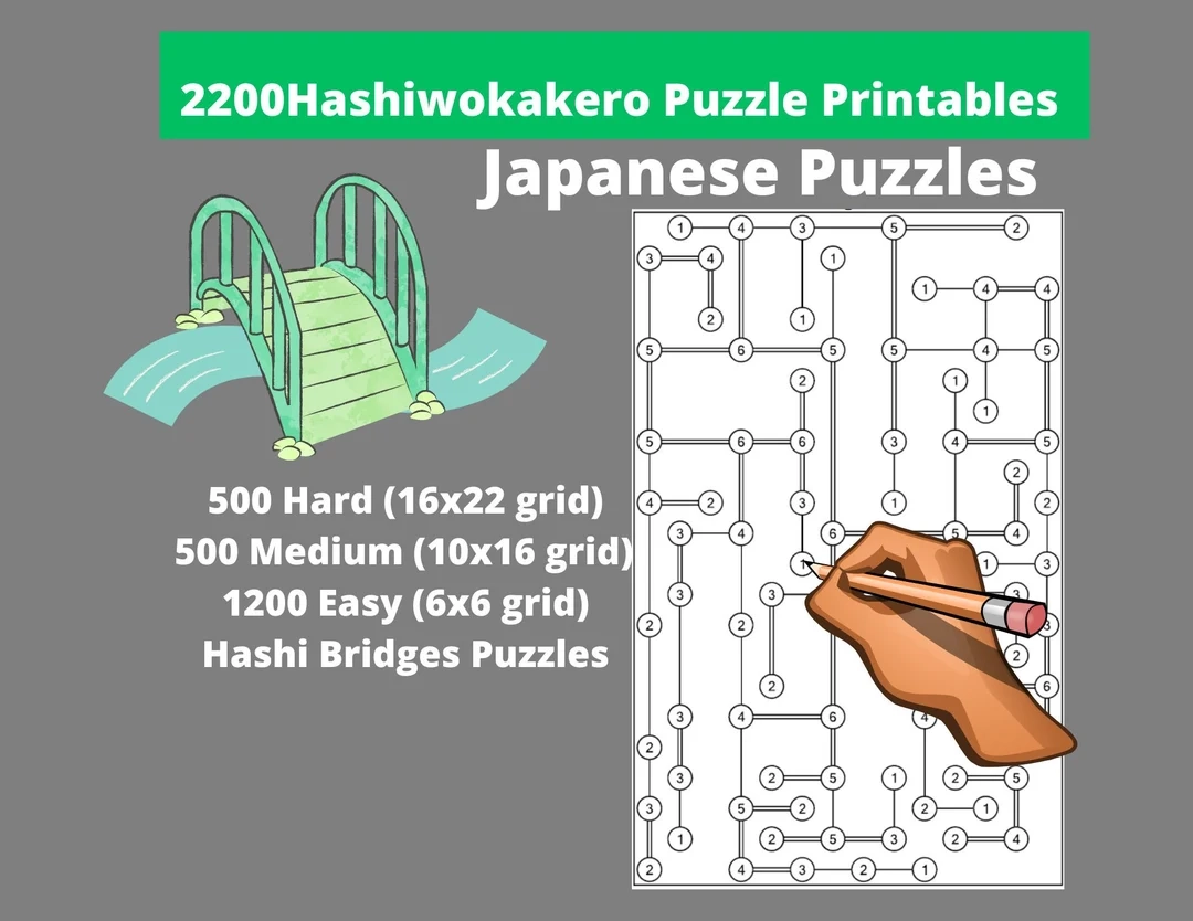 Easy Medium And Hard Hashi Bridges Puzzles Druckbare PDF B ndel 