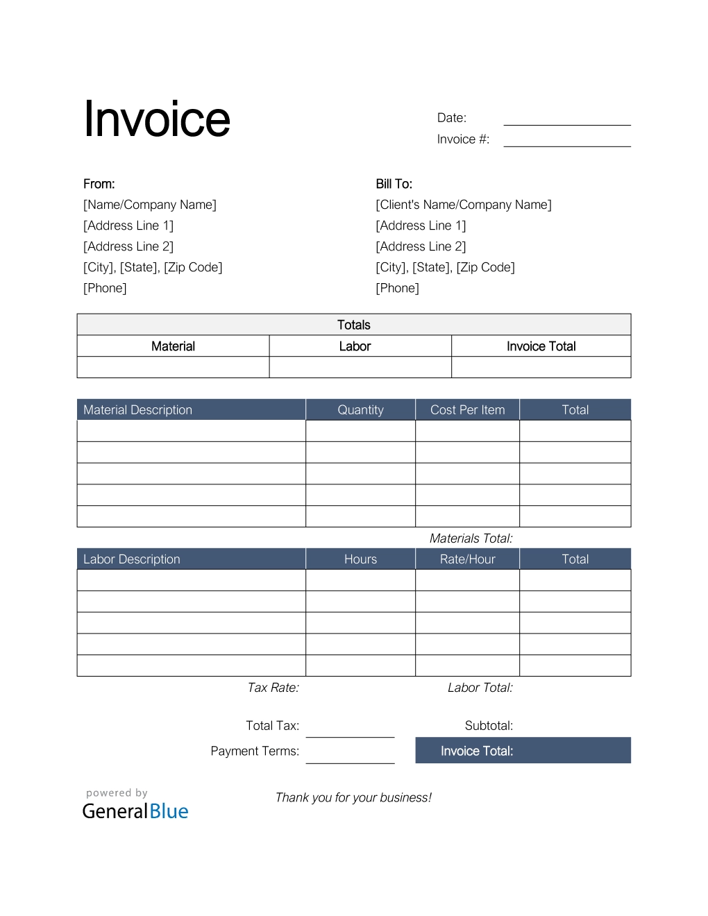 Printable Invoice Form Generator